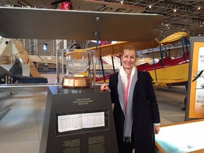 2015 Recipient Cathy Press on a recent visit to the Canada Aviation & Space Museum, while attending a conference in Ottawa.
